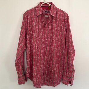 Robert Graham Long Sleeve Button Down Mens XL Pink Pattern 100% Cotton